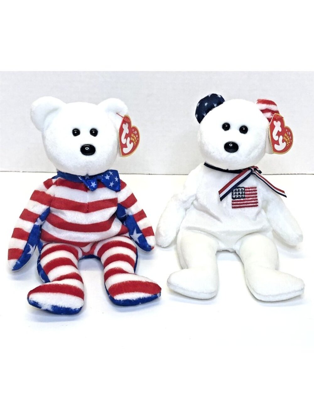 Patriotic TY Beanie Baby: Liberty (2002) AND America (2002) Fourth of July